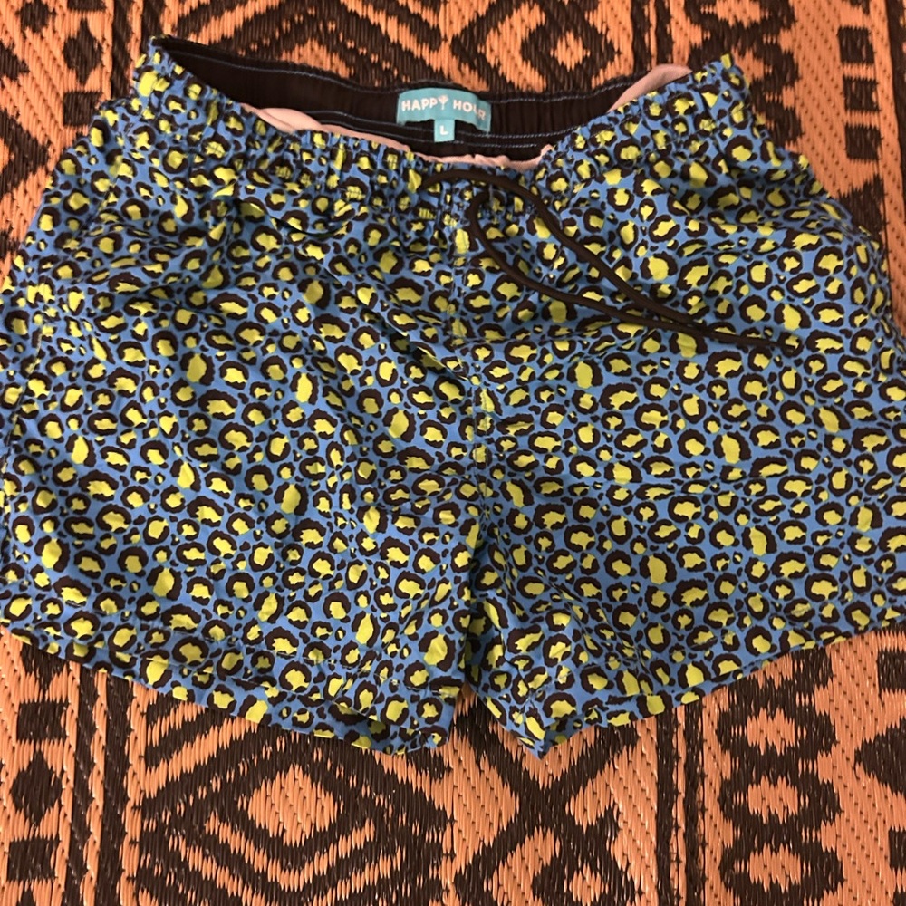Men's Blue and Yellow Swim Shorts